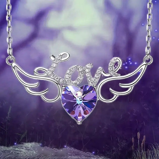 Trendy Elegant Exquisite Heart Wings Pendant Necklace